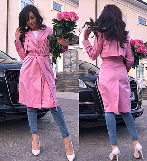 Пальто тренч рівного крою з поясом, фото 3