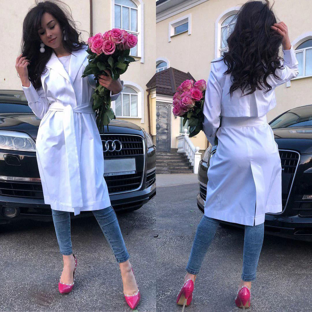 Пальто тренч рівного крою з поясом