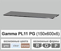 Полочка стекло настенная навесная прямоугольная Commus PL11 PG (150х600х6мм)