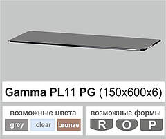 Поличка скло настінна навісна прямокутна Commus PL11 PG (150х600х6мм)