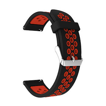 Ремінець силіконовий для годинника 20 мм Nike design чорний з червоним