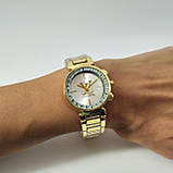 Жіночий кварцевий наручний годинник Louis Vuitton А201-1 на металевому браслеті золотого кольору срібло цифербла, фото 6