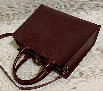 77-2 Натуральна шкіра Жіноча сумка бордовий формат А4 Жіноча сумка шкіряна марсала натуральна вишнева