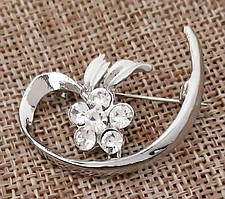 Брошка. Родій. Камені: білий циркон. Діаметр: 3.5 см.