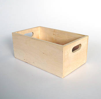Ящик дерев'яний із ручками нефарбований, 25х15х13 см