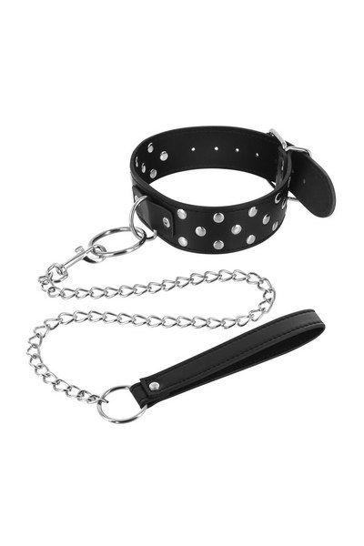 БДСМ-нашийник на повідку Fetish Tentation Rivets and Leash