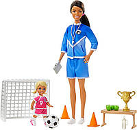 Лялька Барбі тренер з футболу брюнетка Barbie Soccer Coach GJM71