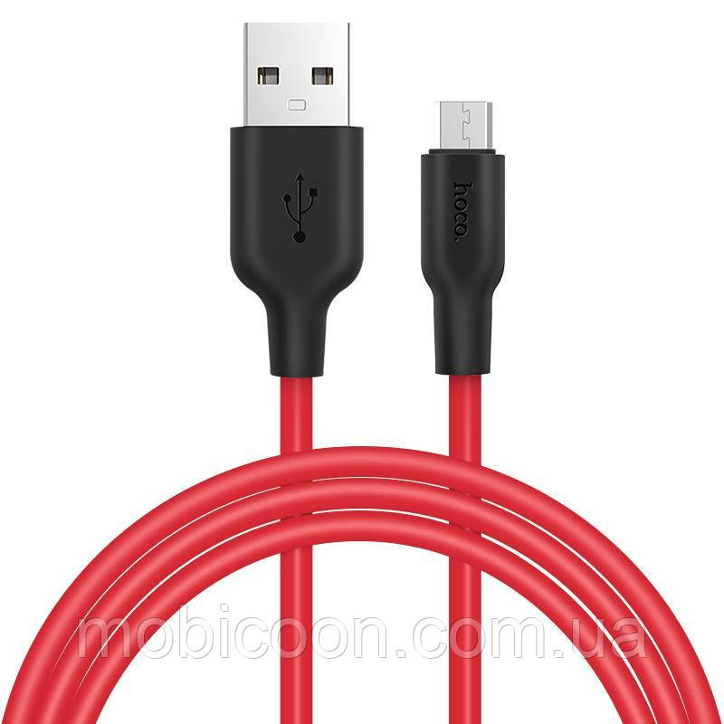 Зарядка USB кабель Hoco X21 USB для Samsung J3 2017 (J330) micro USB Red, фото 1