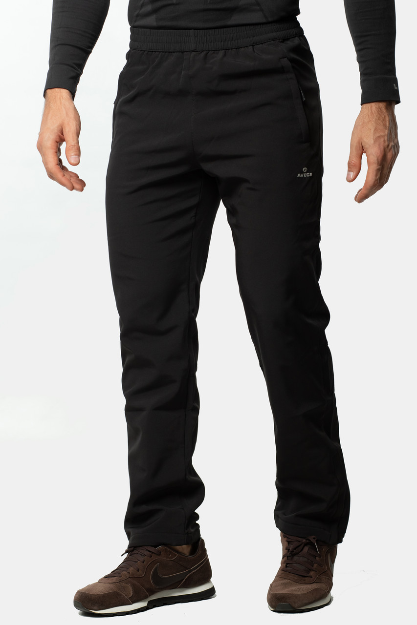 Спортивні штани чорні на флісі Softshell Windstopper Avecs AV-50210 софтшелл Розміри M 2XL 3XL
