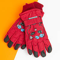 Перчатки лыжные на 10 - 11 - 12 - 13 - 14 лет для девочек (арт. 20-12-27) красный