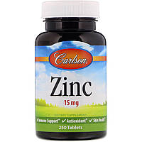 Цинк, Carlson Labs, 15 мг, 250 таблеток