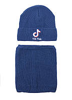 Комплект: шапка с отворотом и баф TokTik KV01-8 Цвет: Синий