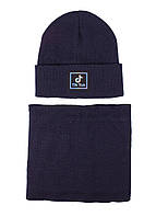 Комплект: шапка с отворотом и баф TokTik KV02-12 Цвет: Темно Синий