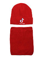 Комплект: шапка с отворотом и баф TokTik KV01-6 Цвет: Красный