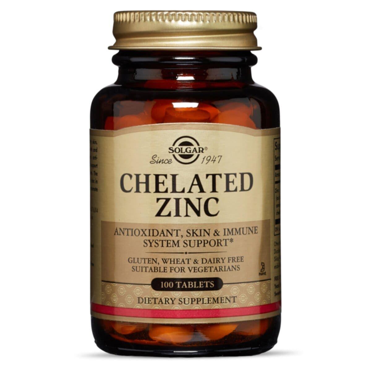 Цинк хелат, Zinc chelate, Solgar, 22 мг, 100 таблеток