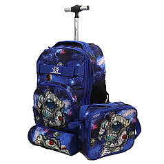 Набір валіза - дитячий рюкзак на колесах + сумка + пенал "Метелик"