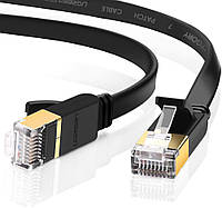 Патч корд Ugreen сетевой кабель 10 Гбит\с Ethernet RJ45 Cat 7 плоский 3М Black (NW107)