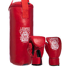 Боксерський набір дитячий (рукавички+мішок) ЛЕВ (мішок h-40см, d-15см)