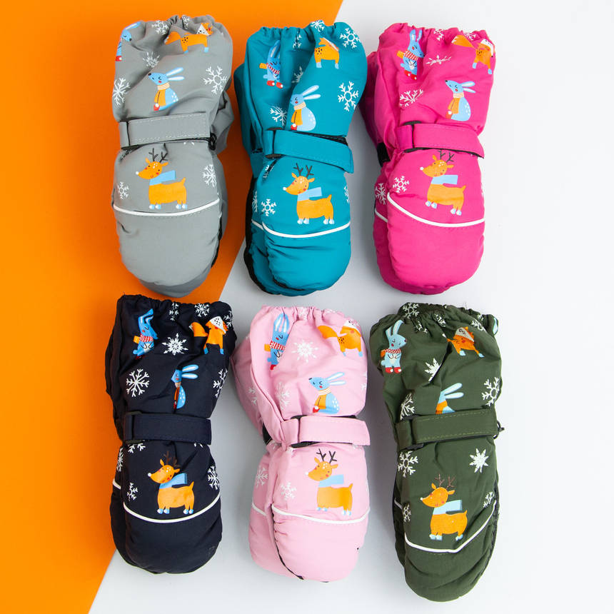 Оптом рукавиці болоневые на 2 - 3 - 4 року лижні для дівчаток і хлопчиків (арт. 20-12-21), фото 1