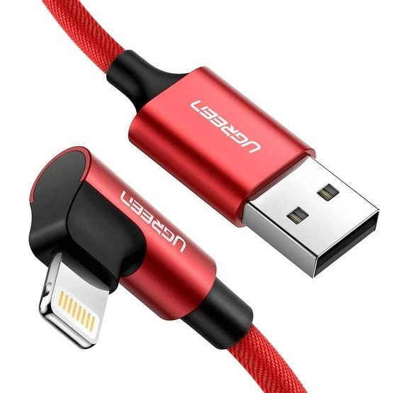Кабель зарядний Ugreen USB A — Lightning MFi сертифікований кутовий 2 м Red (US299)