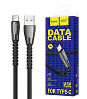 Кабель Usb Type-C HOCO U58 Core 3A 1.2m (метал. Коннект, плоский) Black