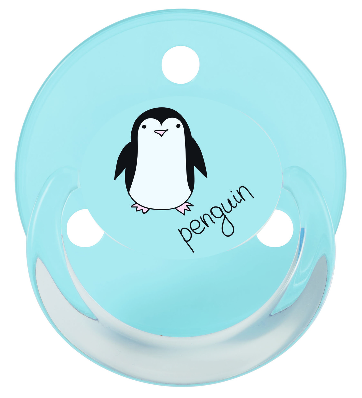 Пустушка блакитна кругла з малюнком і кільцем латексна Baby-Nova, 2шт, фото 1