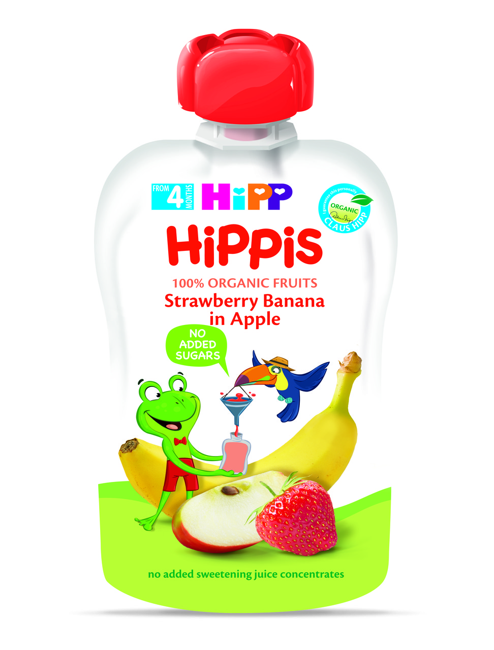 Пюре пауч Яблуко-Полуниця-Банан Hipp, 100г, фото 1