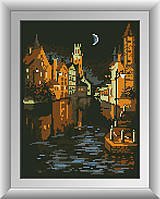 "Венеция в ночи (квадратные, полная)" Dream Art. Набор для рисования камнями алмазная живопись (30773D)
