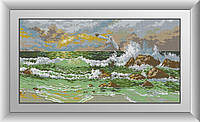 "Морской прибой (квадратные, полная)" Dream Art. Набор для рисования камнями алмазная живопись (30917D)