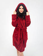 Махровий жіночий халат із капюшоном у р.44,46,48,50 середньої довжини