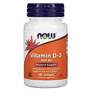 Now Foods Вітамін D3, 400 MU, 180 таблеток