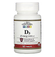 21st CENTURY Вітамін D3 25 mcg, (1000MU), 60 таблеток