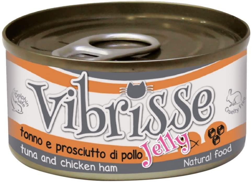 Блок консервованого корму для котів з тунцем і курячою шинкою в желе Croci Vibrisse Jelly 24*70 г, фото 1