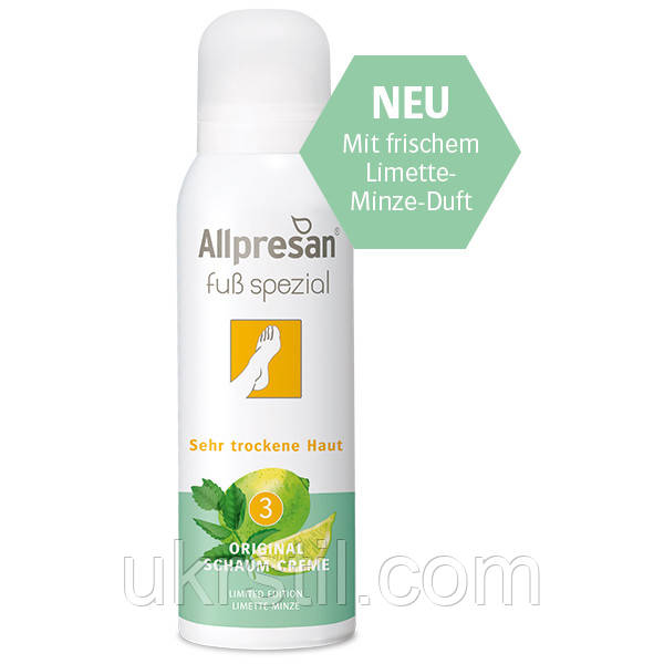 Крем-піна для дуже сухої та грубої шкіри стоп AllPresan №3 Lime mint 125, фото 1