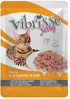 Блок паучів для котів з тунцем і курячою шинкою в желе Croci Vibrisse Jelly 18*70 г