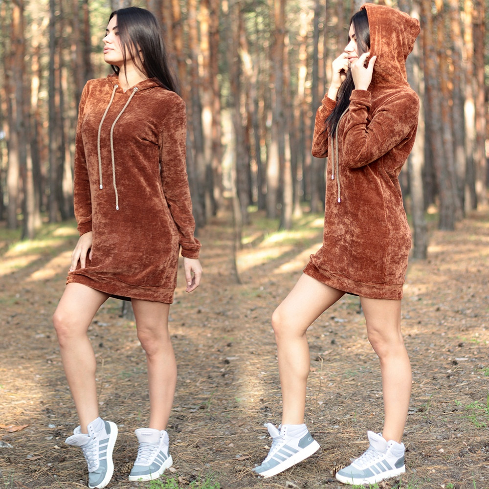 Жіноча велюрова повсякденна туніка в спортивному стилі,РОЗМІР ТІЛЬКИ 44, фото 1