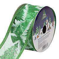 Декоративна стрічка в рулоні, d=4 см, 3м, зелений, нейлон (080839-3)