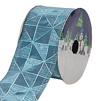 Декоративна стрічка в рулоні, d=4 см, 3м, блакитний, поліестер (080754-7)