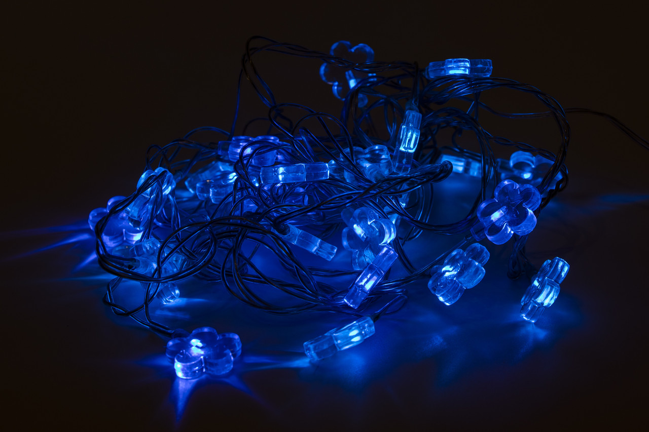 Світлодіодна новорічна гірлянда сніжинки, 3,6 м, 24 л, синій, IP44, LED (040261), фото 1