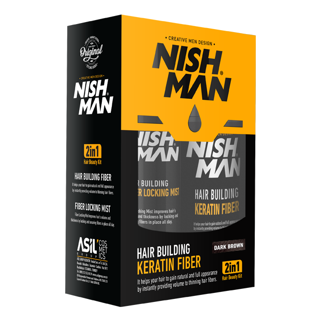 Камуфляжний набір для приховування залисин Nishman Hair Building Keratin Fiber Темно-коричневий