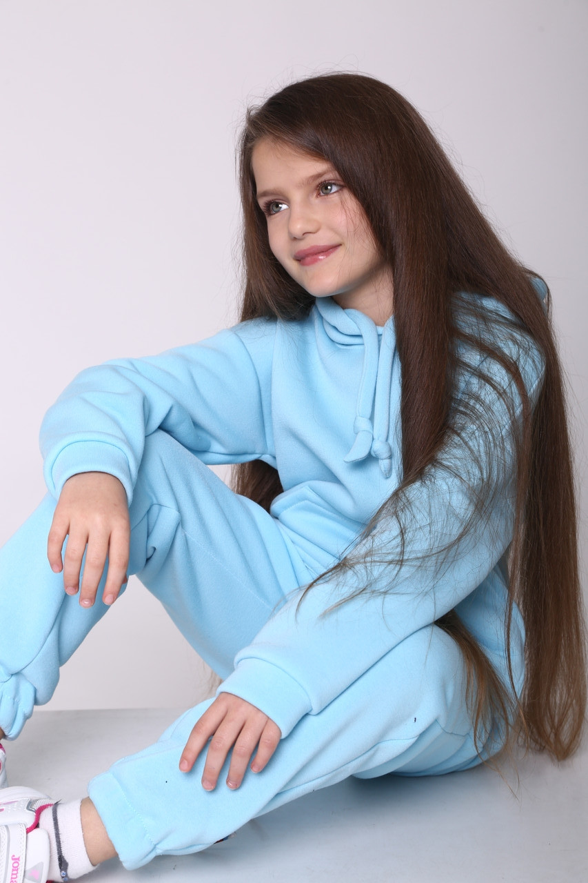 Тёплый спортивный костюм с капюшоном для девочки подросток в стиле оверсайз - фото 4 - id-p1286631781