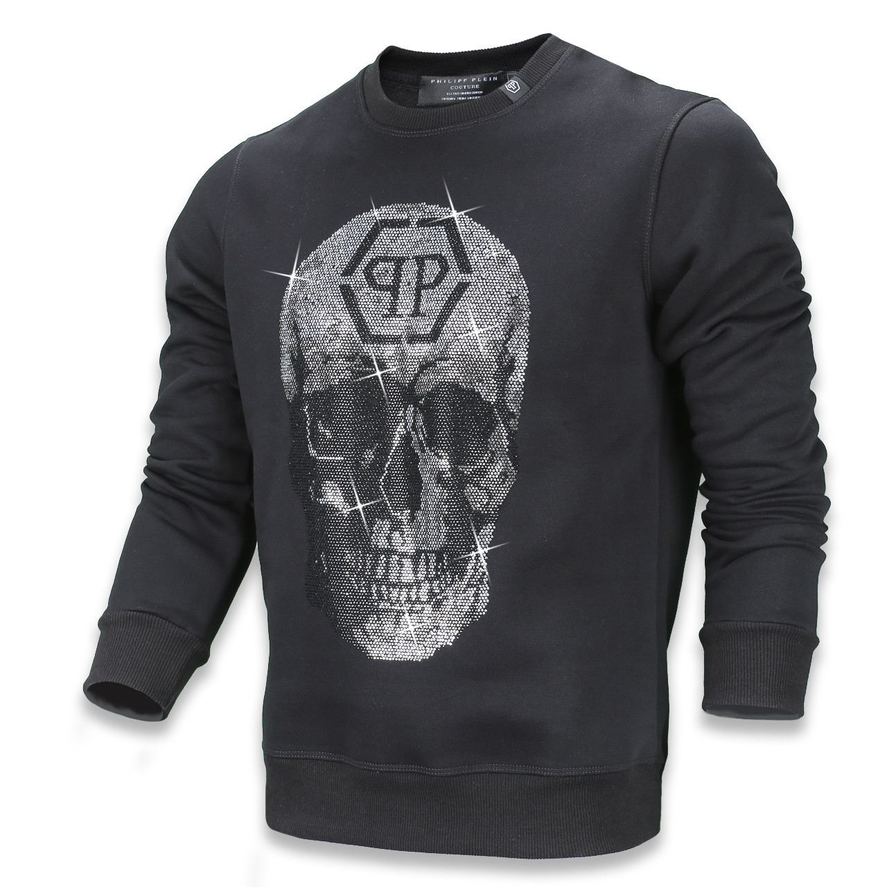 Світшот осінь-зима чоловічий чорний PHILIPP PLEIN зі стразами #51 BLK M (Р) 21-507-003
