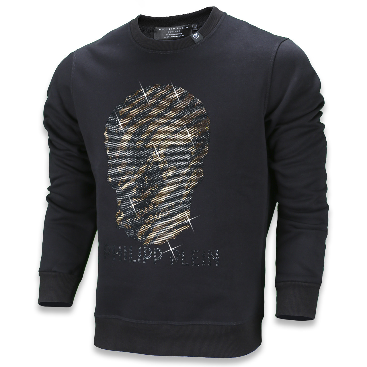 Світшот чоловічий чорний з коричн PHILIPP PLEIN зі стразами #57 BLK\BRN S(Р) 21-211-002
