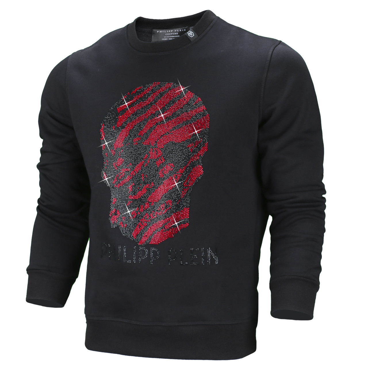 Світшот осінь-зима чоловічий чорний з черв PHILIPP PLEIN зі стразами #57 BLK/RED L(Р) 21-505-003