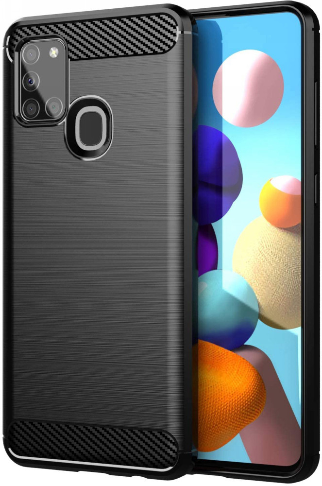 Чохол накладка для Samsung Galaxy A21S A217 - TPU Carbon Fiber Case Чорний