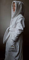 Махровый белый халатик для ребенка с вышивкой на кармане (ХЛ-15) Маримо