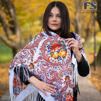 Біла вовняна хустина Царська, фото 2