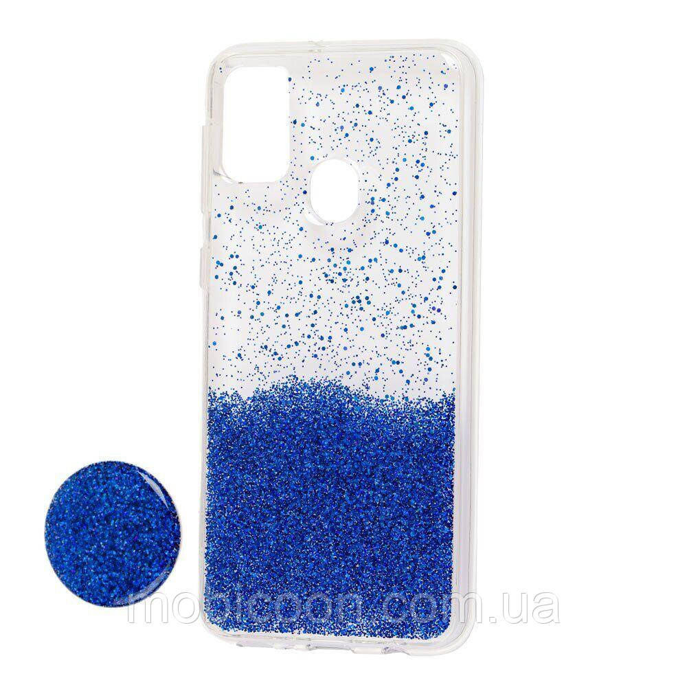 Чохол силіконовий Fashion + popsoket для Samsung Galaxy M21 M215F blue