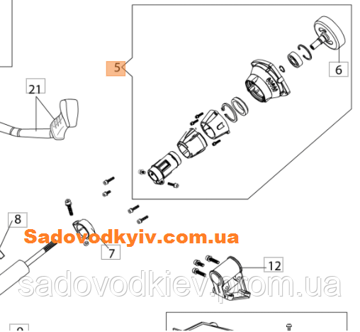Редуктор верхній для мотокоси Oleo-Mac BCH 25 T (BF000033R), фото 1