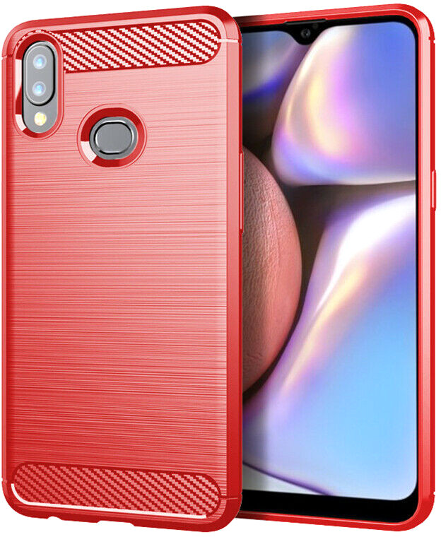 Чохол накладка для Samsung Galaxy A10S A107 - TPU Carbon Fiber Case Червоний
